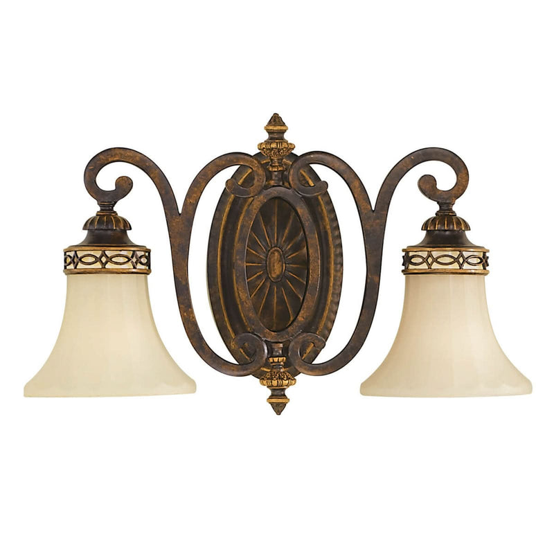 Applique murale Drawing Room en verre, marron et crème, 2 lumières, hauteur 27,9 cm