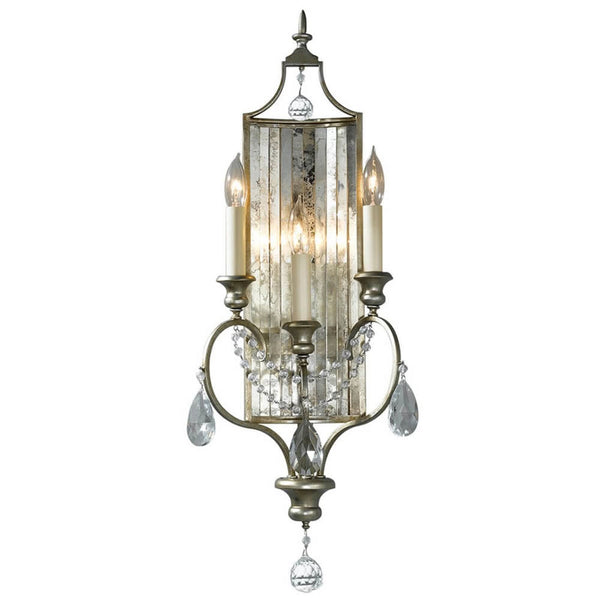 Applique murale Gianna en cristal, argent et transparent, 3 lumières, hauteur 69,2 cm