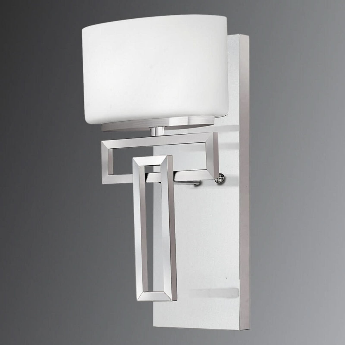 Applique murale Lanza en verre, chrome et blanc, hauteur 30,5 cm, IP44