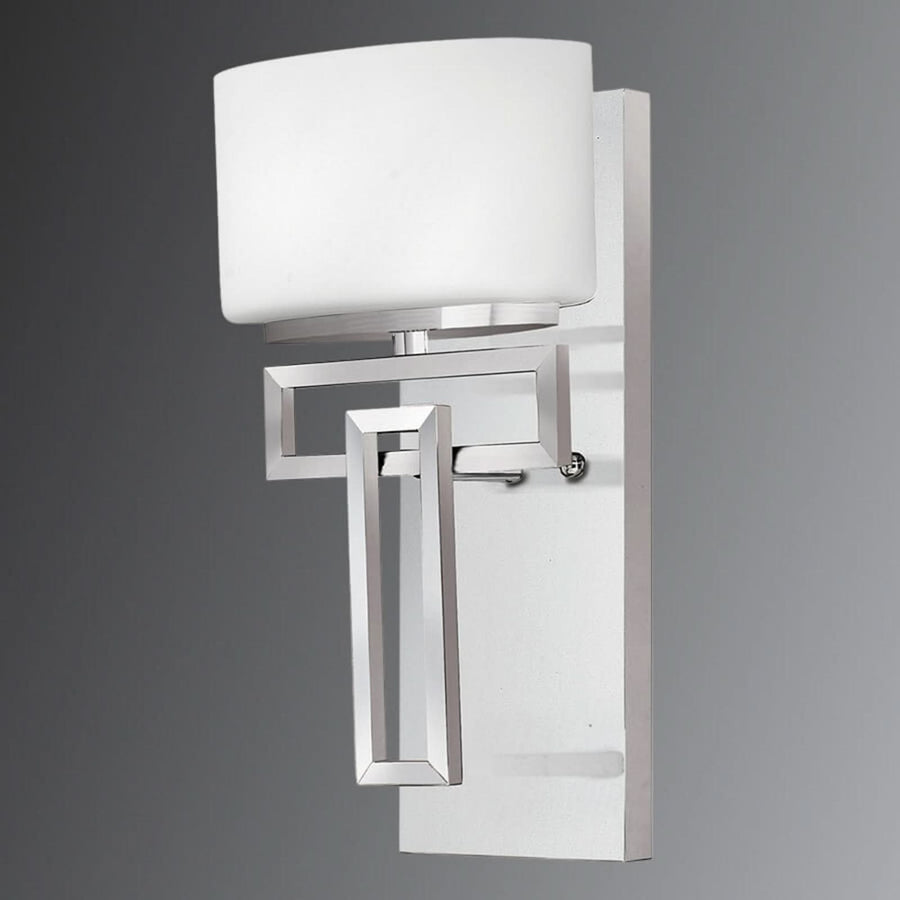 Applique murale Lanza en verre, chrome et blanc, hauteur 30,5 cm, IP44