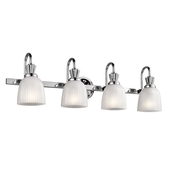 Applique murale Cora en verre, chromé et blanc, 4 lumières, hauteur 24,1 cm, IP44