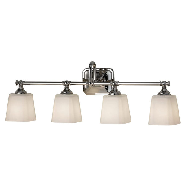 Applique murale Concord en verre, chromé et blanc, 4 lumières, hauteur 25,7 cm, IP44