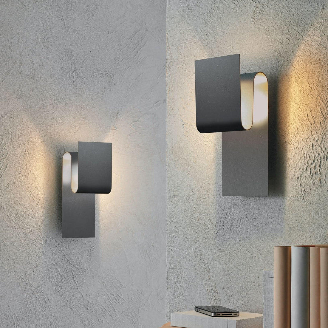 Applique murale Fold en aluminium, anthracite, hauteur 30 cm