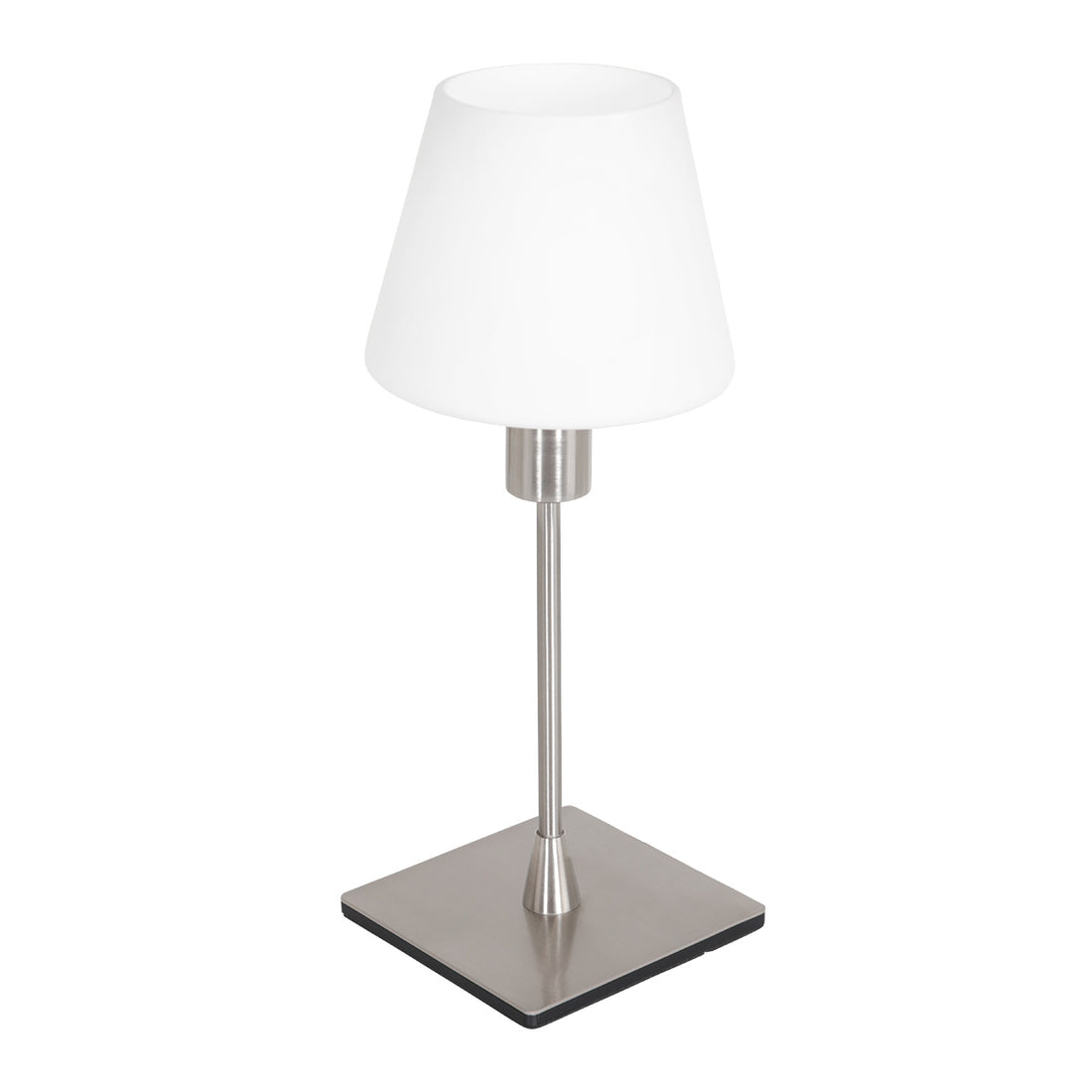 Ancilla 3100ST steel touch-controlled on/off table lamp with white opal glass
