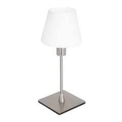 Ancilla 3100ST steel touch-controlled on/off table lamp with white opal glass