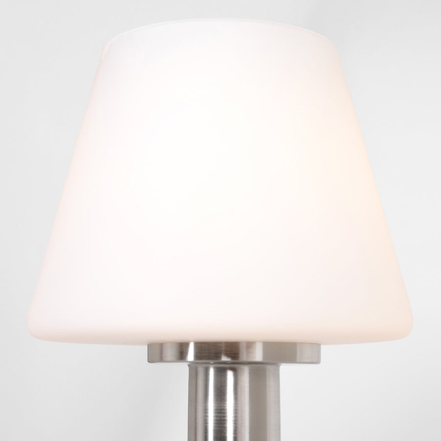 Ancilla 3100ST steel touch-controlled on/off table lamp with white opal glass