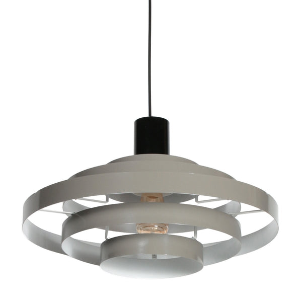 Grey metal ring pendant light, Ø 50 cm, height adjustable, for living room and dining room | Halo Cirque