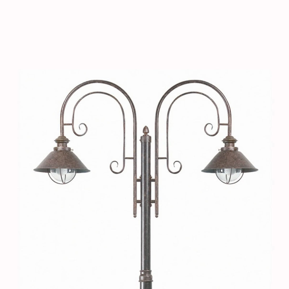 Lampadaire d'extérieur Magnifique Nautica en verre, marron et transparent, 2 lumières, hauteur 225 cm