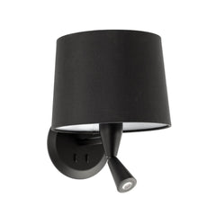 Applique murale Conga en tissu, noir, 2 lumières, hauteur 29 cm