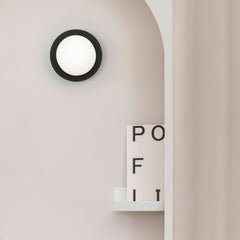 Applique murale LED May IP44 en verre, noir et blanc, Ø 12 cm, IP44