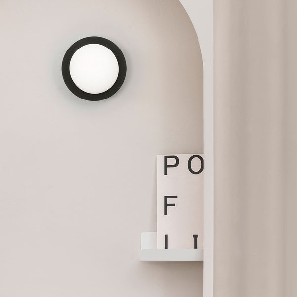 Applique murale LED May IP44 en verre, noir et blanc, Ø 12 cm, IP44