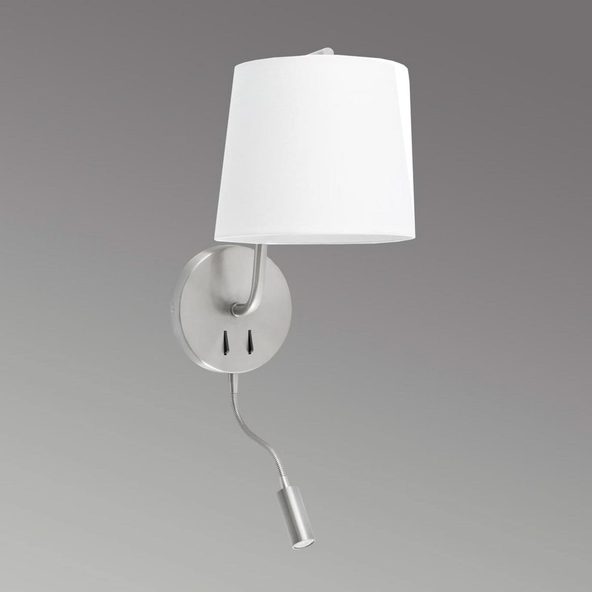 Applique murale Berni en tissu, nickel mat et albâtre, 2 lumières, hauteur 57 cm