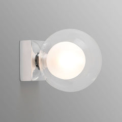 Applique murale Perla en verre, chrome et blanc, Ø 11,5 cm, IP44