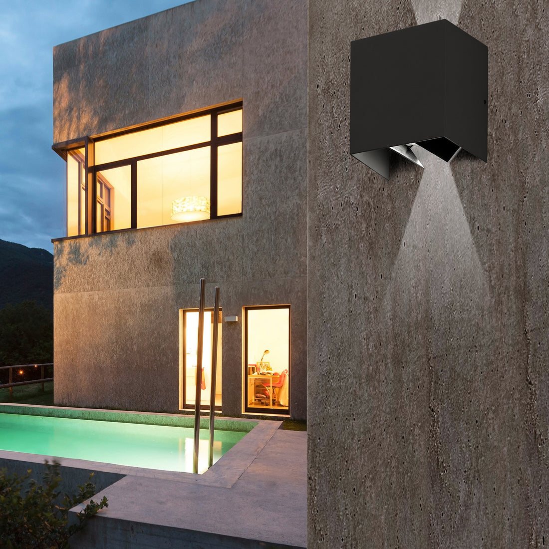 Applique d'extérieur LED Olan en verre, gris foncé, hauteur 16,5 cm, IP54