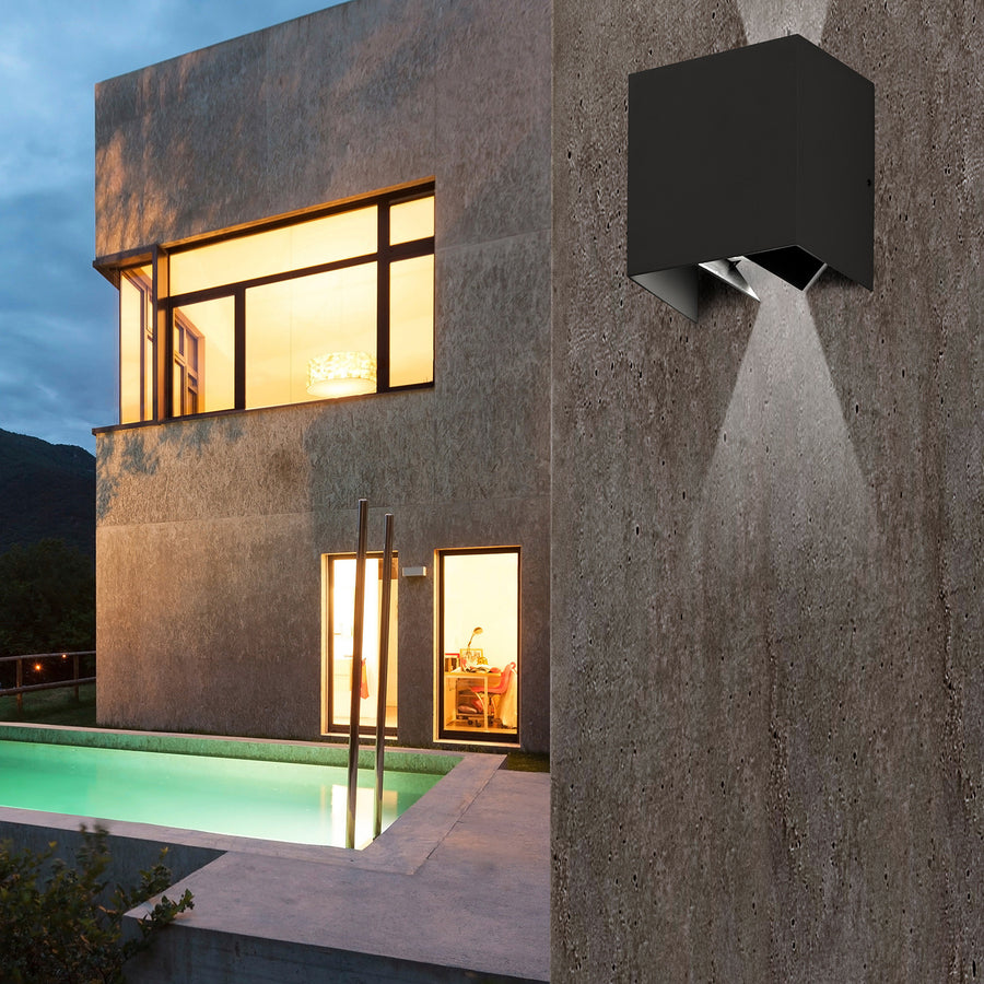 Applique d'extérieur LED Olan en verre, gris foncé, hauteur 16,5 cm, IP54