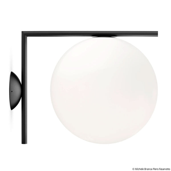 Applique murale IC C/W2 en verre, noir, hauteur 31,6 cm