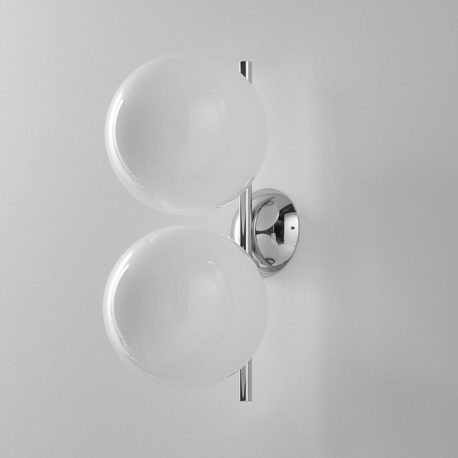Applique murale IC C/W1 Double en verre, chromé et blanc, 2 lumières, Ø 20 cm