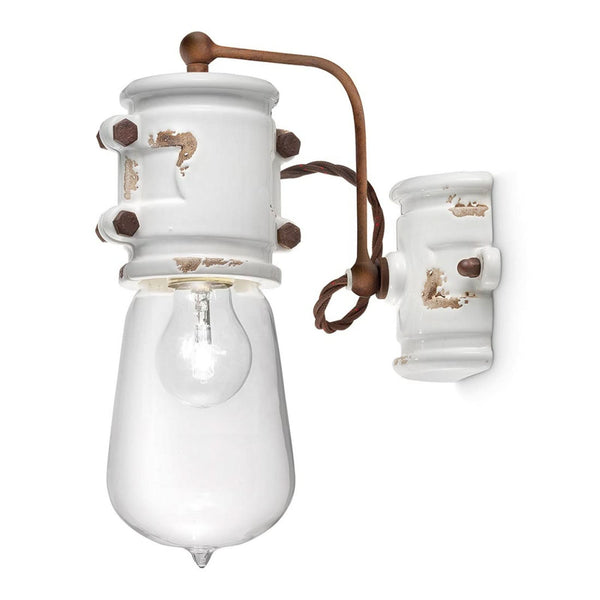 Applique murale Nicolo en verre, blanc et transparent, hauteur 30 cm