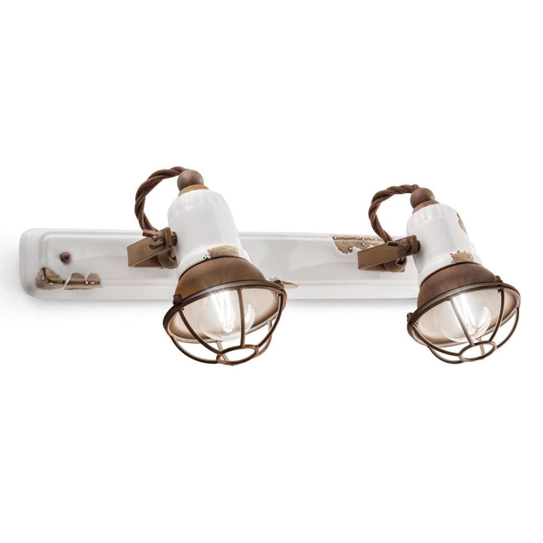 Applique murale C1676/1 en céramique, rouille, 2 lumières, hauteur 18 cm