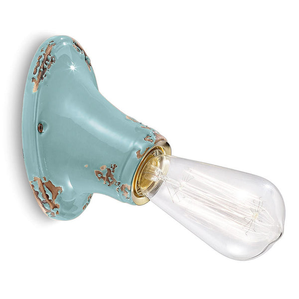 Applique murale C115 en céramique, turquoise, hauteur 14 cm