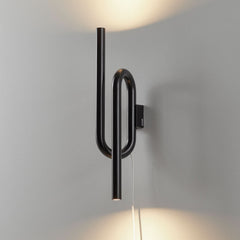 Applique murale LED Tobia en métal, noir, 2 lumières, hauteur 40 cm
