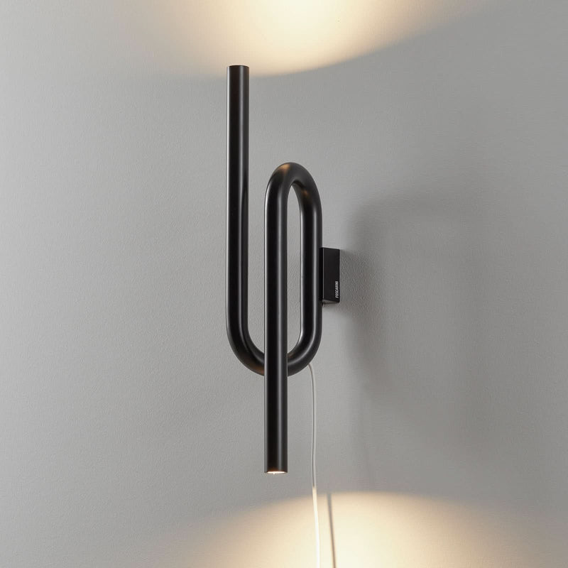 Applique murale LED Tobia en métal, noir, 2 lumières, hauteur 40 cm