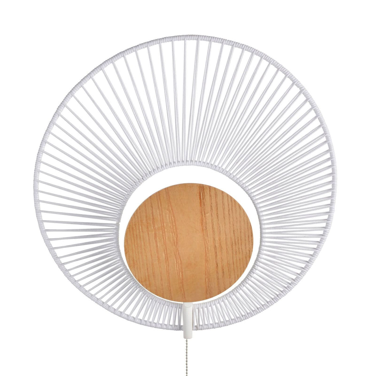 Applique murale Oyster en coton, blanc et bois, Ø 40 cm