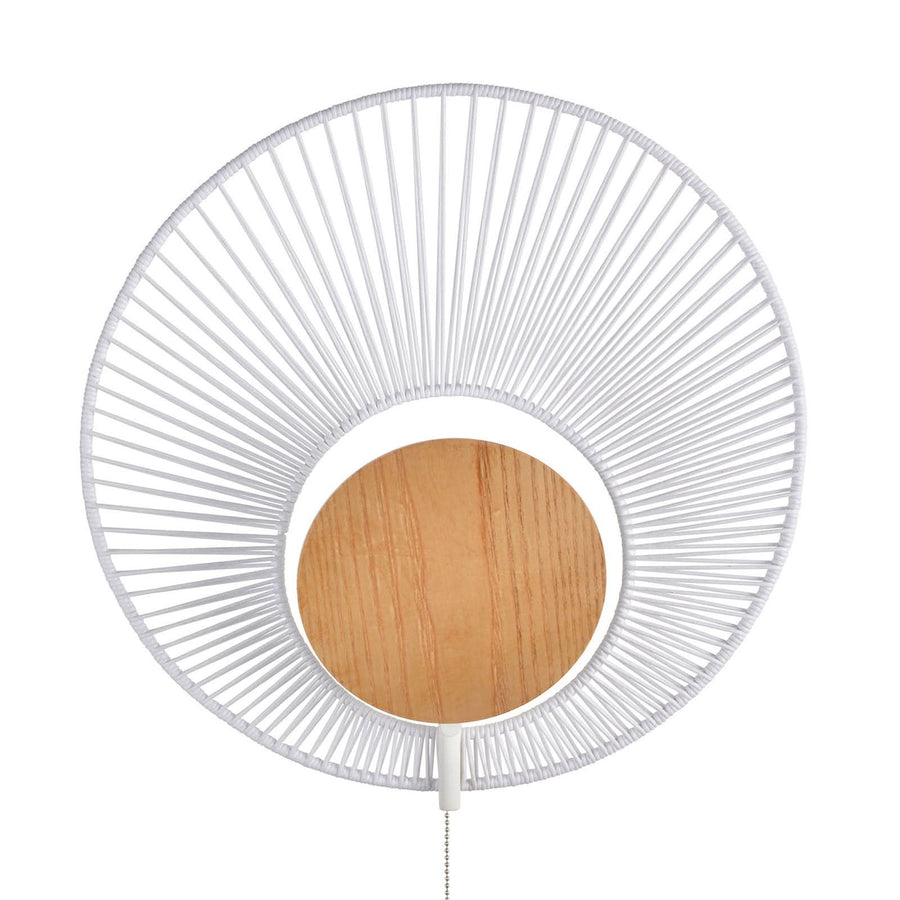 Applique murale Oyster en coton, blanc et bois, Ø 40 cm