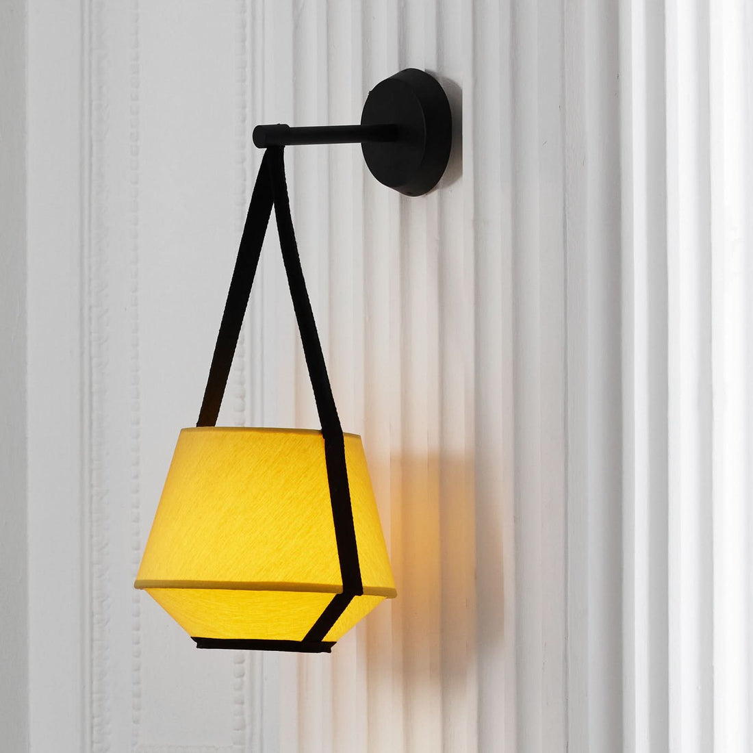 Applique murale Carrie XS en coton, jaune, hauteur 47 cm