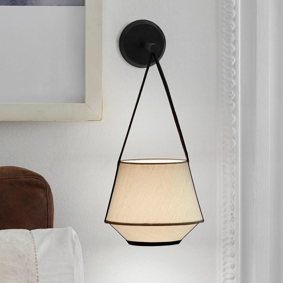 Applique murale Carrie XS en coton, sable, hauteur 47 cm