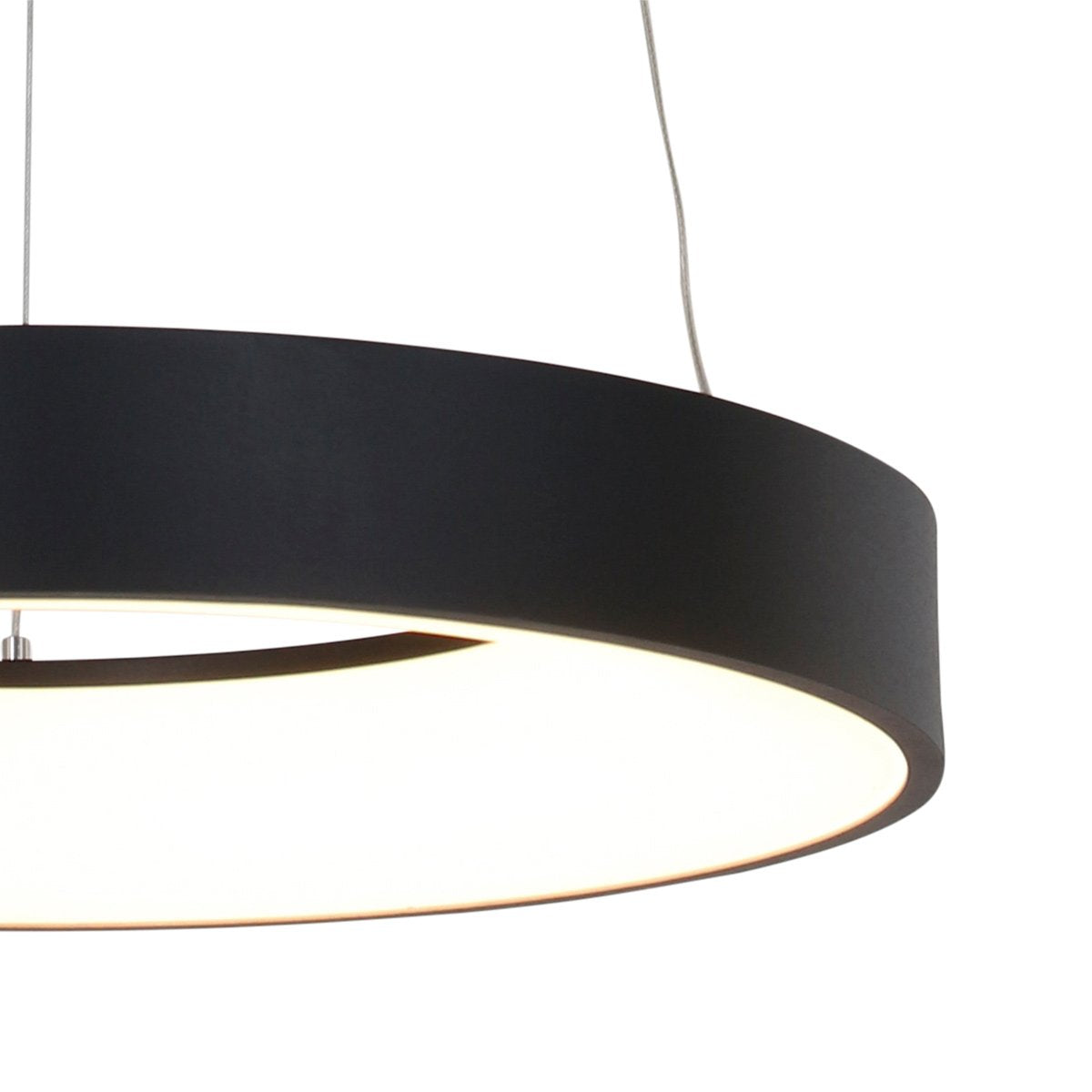Lustre anneau LED noir dimmable, Ø48 cm salon | Ringlede