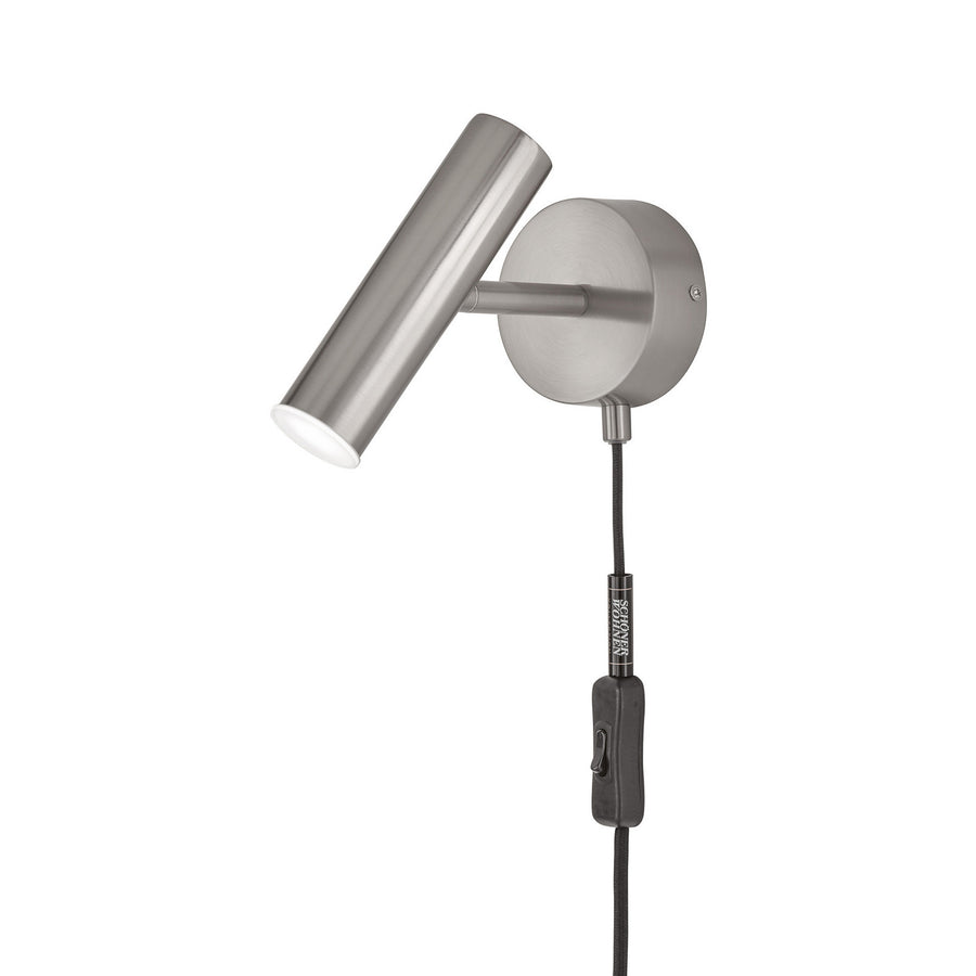 Applique murale LED Stina en tissu, nickel et noir, hauteur 17 cm