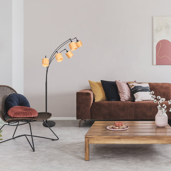 5-Light Black Arc Floor Lamp | Qile