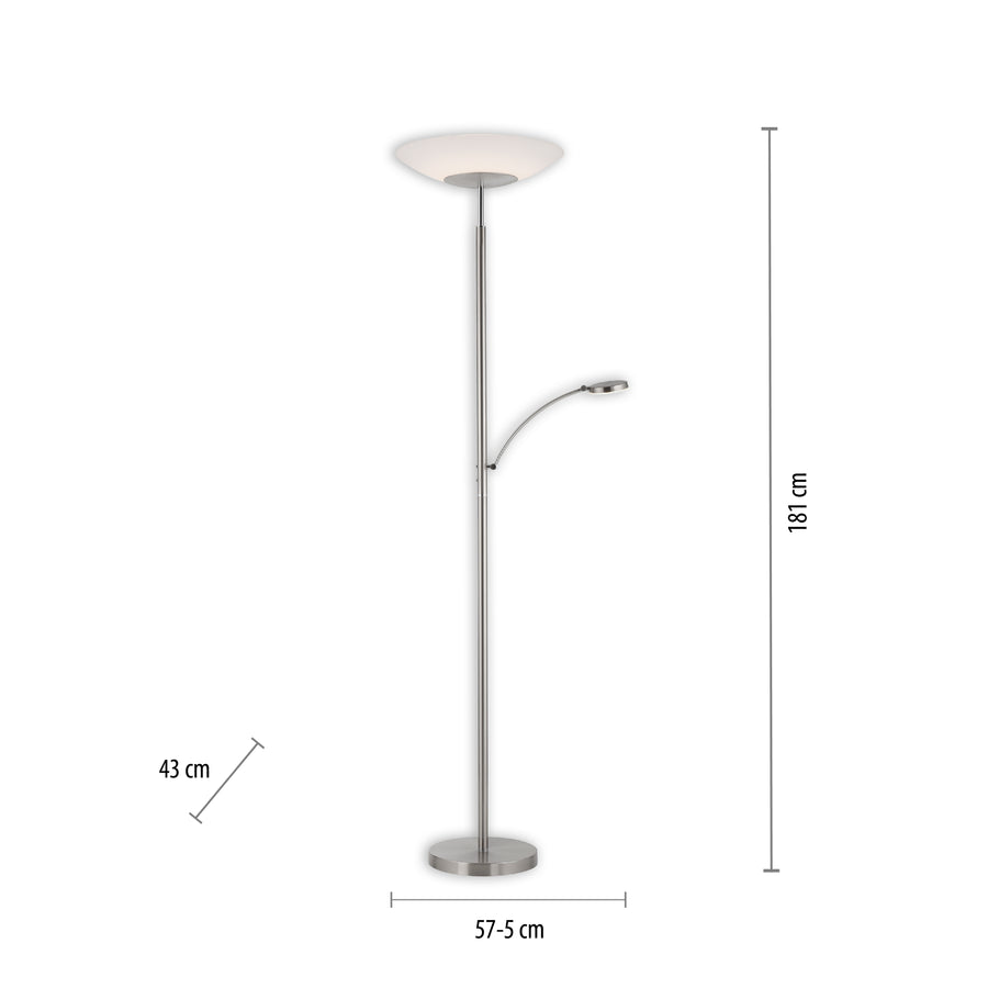 Lampadaire Alfred acier, verre
