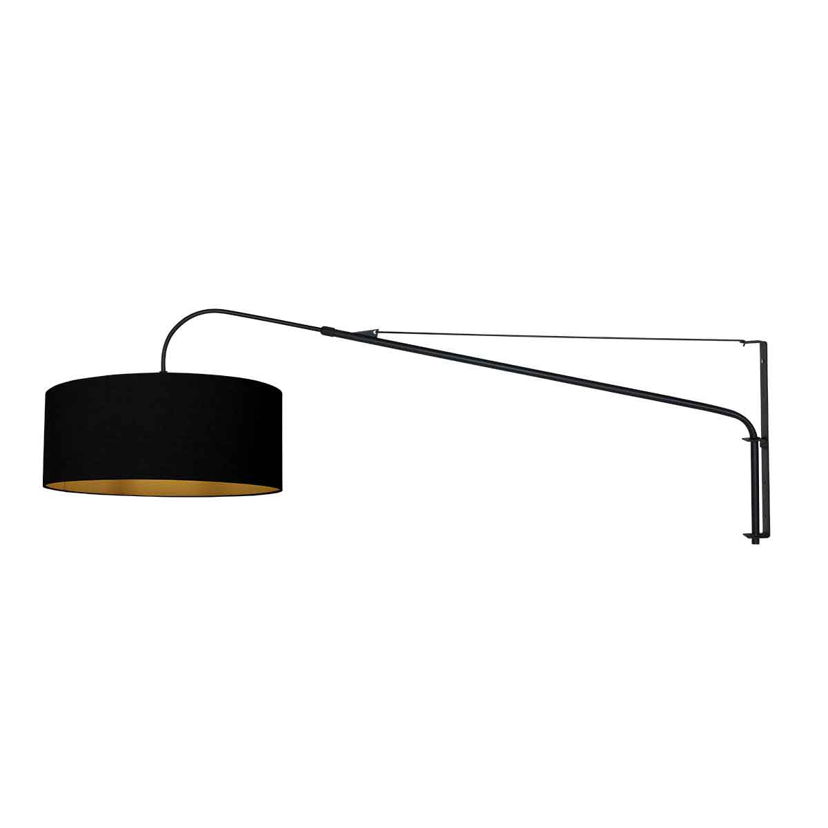 Elegant Classy 3958ZW black wall lamp with black linen lampshade