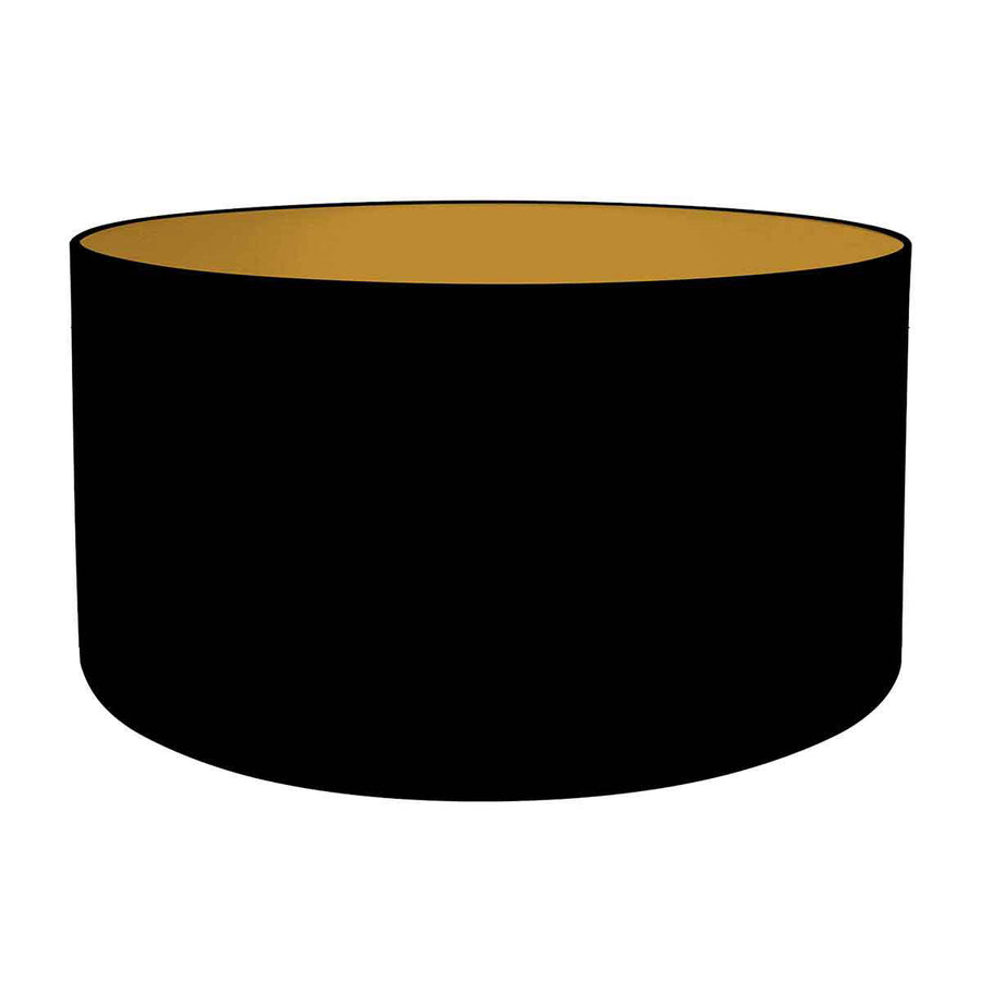 Lamp base Wood 3974ZW black-brown with black and gold linen lampshade