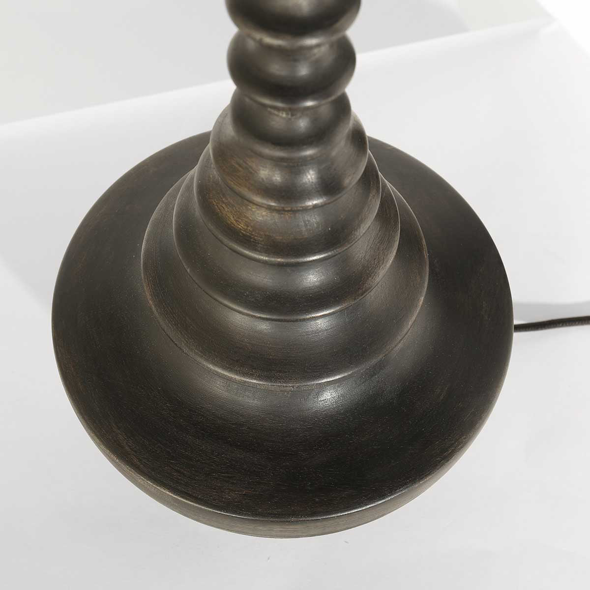Lamp base Wood 3974ZW black-brown with black and gold linen lampshade