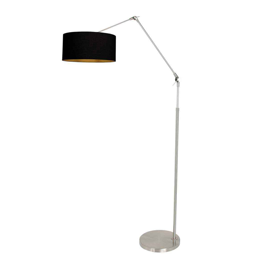 Prestige Chic 3975ST steel-colored floor lamp with black linen lampshade