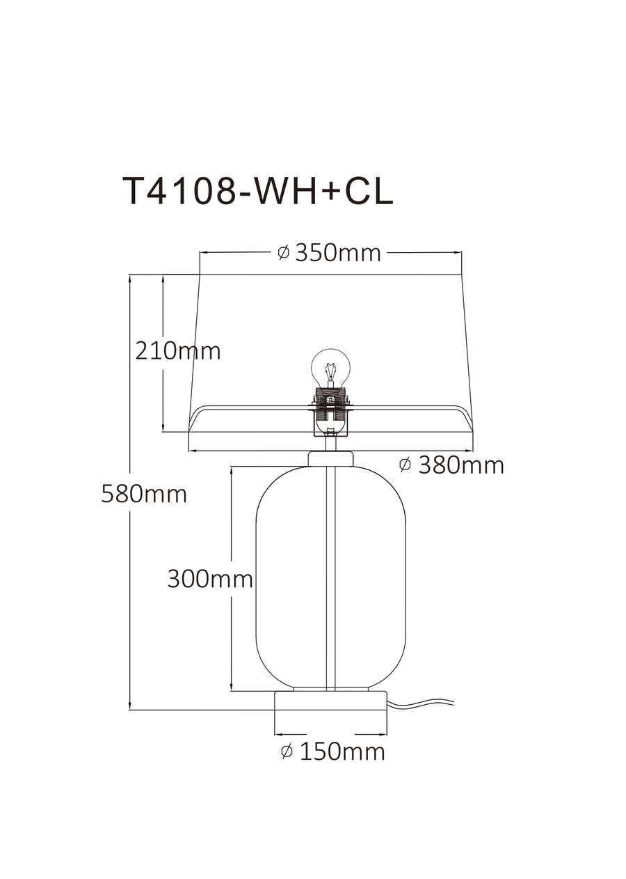 Schéma de dimensions de la lampe avec hauteur 580 mm et diamètre 380 mm