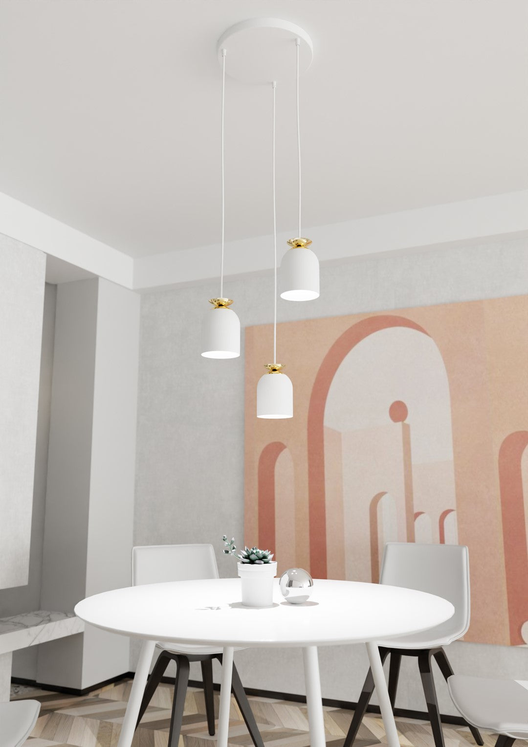 3-light white pendant lamp