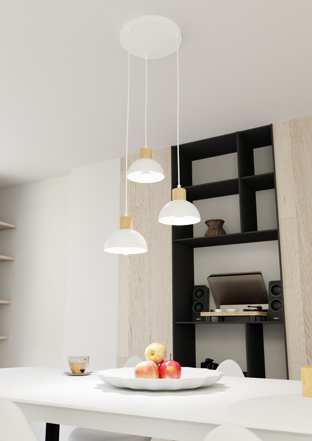 Seco 3-light pendant, white, Premium