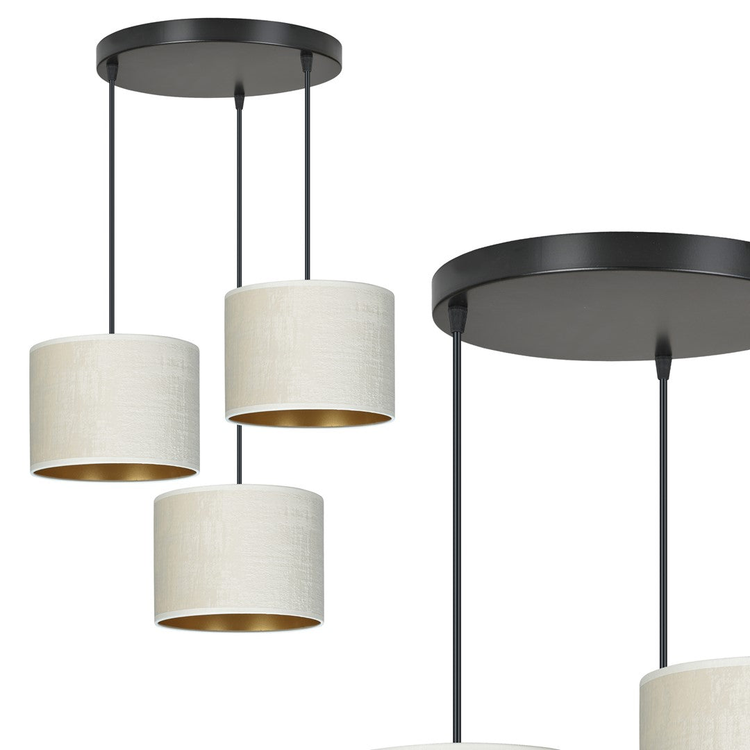 Hilde 3-light pendant lamp black and white, Premium