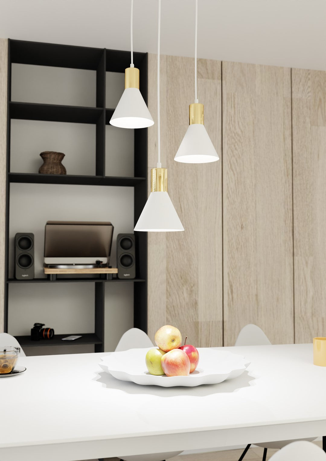 Rosa 3-light pendant lamp, white, Premium
