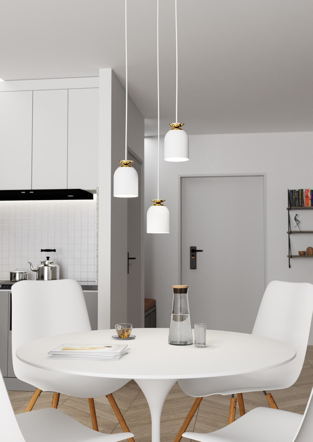 3-light white pendant lamp
