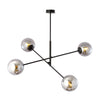 4-light linear pendant, black, graphite glass