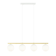 Allora 4-light pendant, white, opal glass