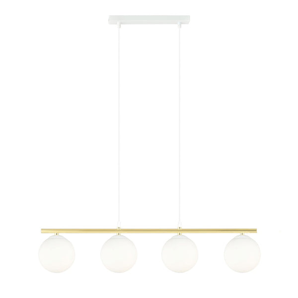 Allora 4-light pendant, white, opal glass