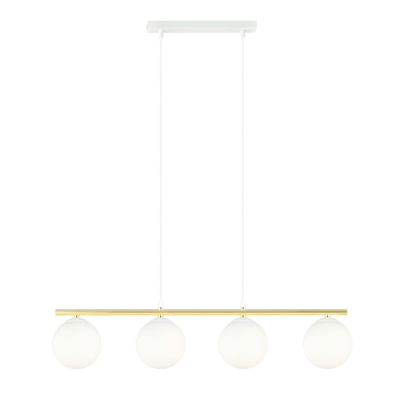 Allora 4-light pendant, white, opal glass