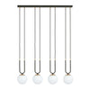 Glam 4-light pendant, black, opal glass