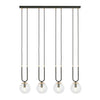 Glam 4-light pendant, black, clear glass